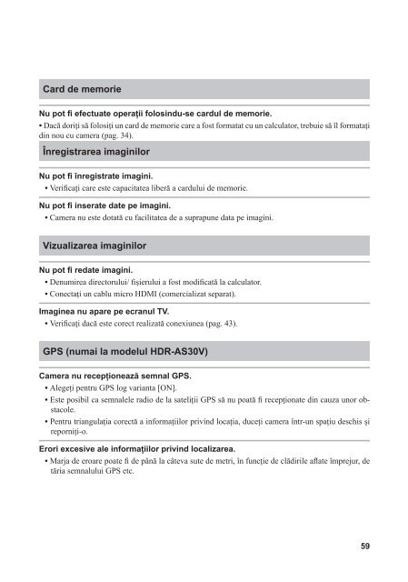 Sony HDR-AS30VD - HDR-AS30VD Guide pratique Roumain