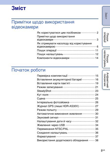 Sony HDR-AS30VD - HDR-AS30VD Guide pratique Ukrainien