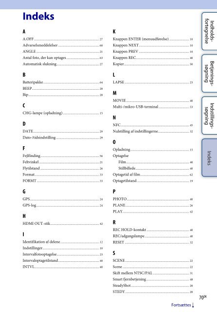 Sony HDR-AS30VD - HDR-AS30VD Guide pratique Danois