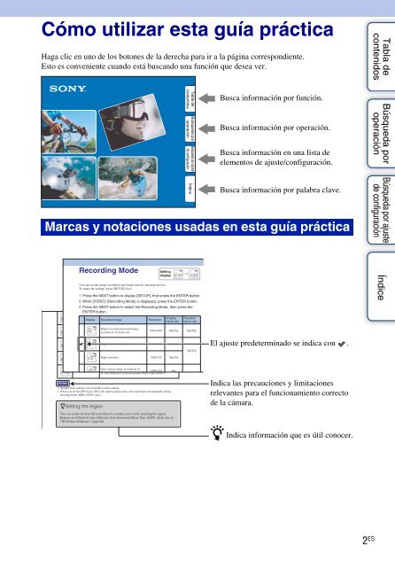 Sony HDR-AS30VD - HDR-AS30VD Guide pratique Espagnol