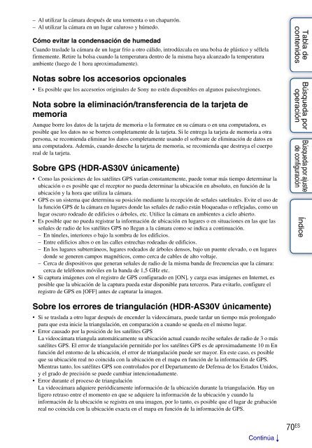 Sony HDR-AS30VD - HDR-AS30VD Guide pratique Espagnol