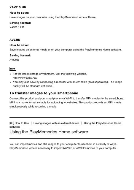 Sony HDR-CX900E - HDR-CX900E Manuel d'aide (version imprimable) Anglais