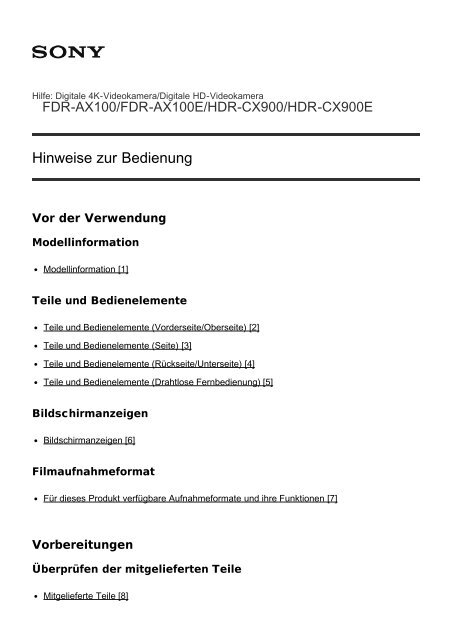 Sony HDR-CX900E - HDR-CX900E Manuel d'aide (version imprimable) Allemand