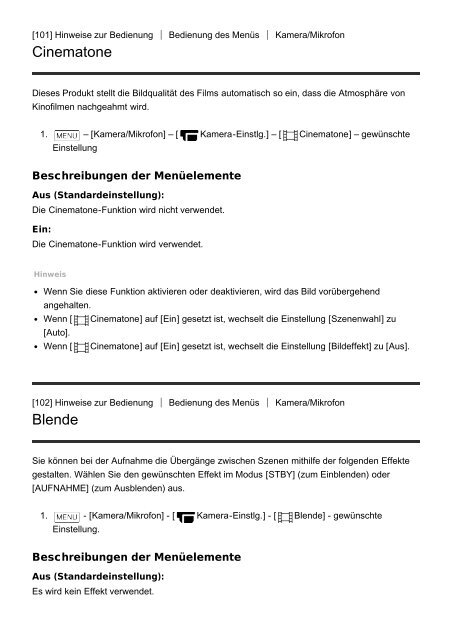 Sony HDR-CX900E - HDR-CX900E Manuel d'aide (version imprimable) Allemand