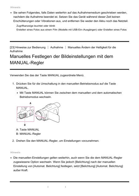 Sony HDR-CX900E - HDR-CX900E Manuel d'aide (version imprimable) Allemand