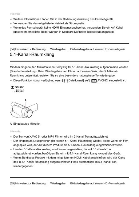 Sony HDR-CX900E - HDR-CX900E Manuel d'aide (version imprimable) Allemand