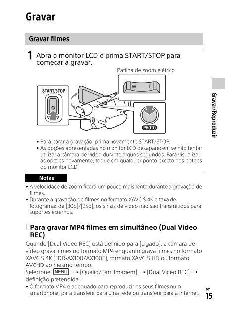 Sony HDR-CX900E - HDR-CX900E Mode d'emploi Portugais