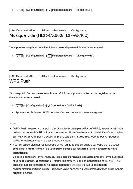 Sony HDR-CX900E - HDR-CX900E Manuel d'aide (version imprimable)