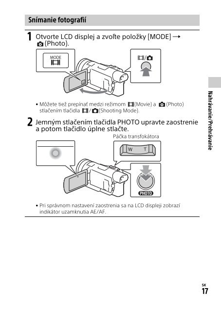 Sony HDR-CX900E - HDR-CX900E Mode d'emploi Slovaque