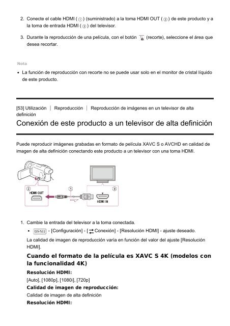 Sony HDR-CX900E - HDR-CX900E Manuel d'aide (version imprimable) Espagnol