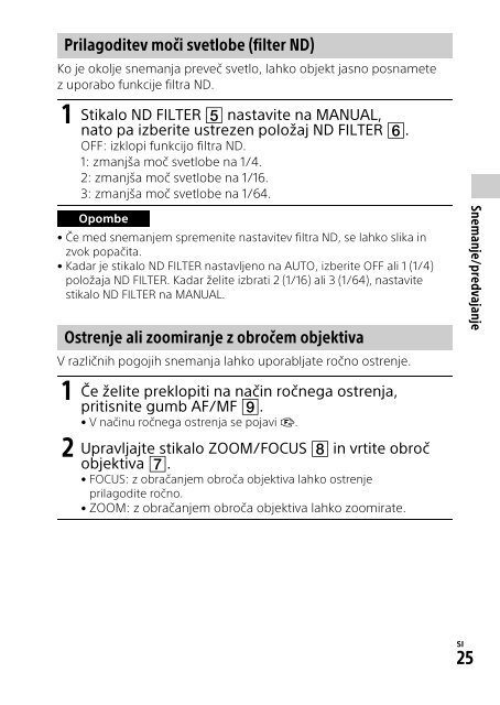 Sony HDR-CX900E - HDR-CX900E Consignes d&rsquo;utilisation Slov&eacute;nien