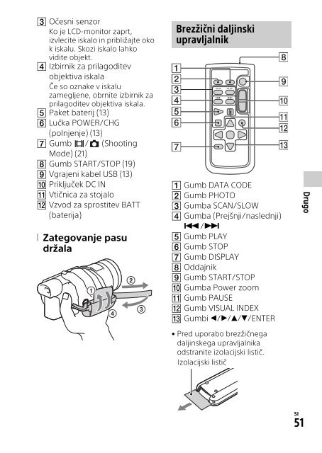 Sony HDR-CX900E - HDR-CX900E Consignes d&rsquo;utilisation Slov&eacute;nien