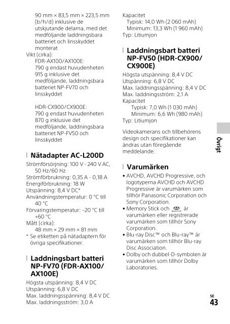 Sony HDR-CX900E - HDR-CX900E Mode d'emploi Finlandais