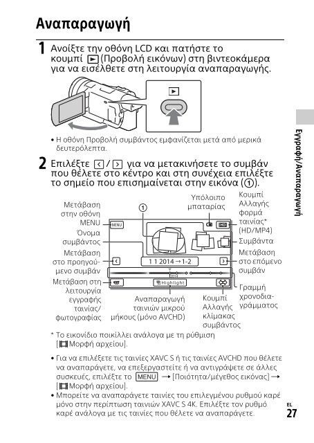 Sony HDR-CX900E - HDR-CX900E Consignes d&rsquo;utilisation Grec