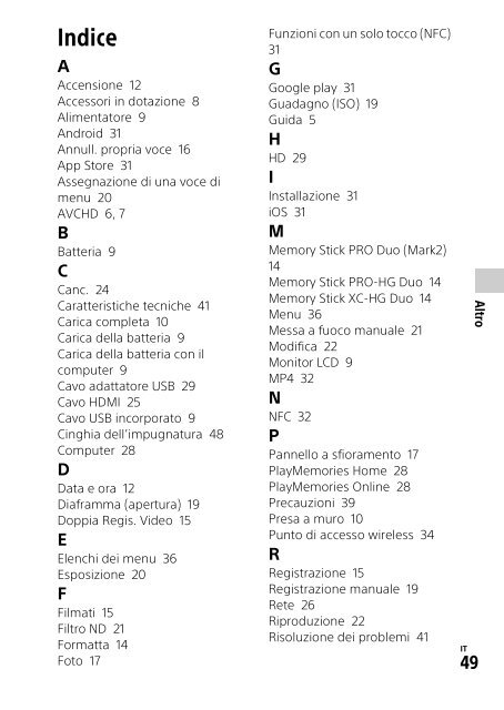 Sony HDR-CX900E - HDR-CX900E Mode d'emploi Italien