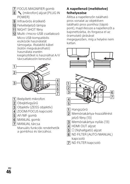 Sony HDR-CX900E - HDR-CX900E Mode d'emploi Hongrois