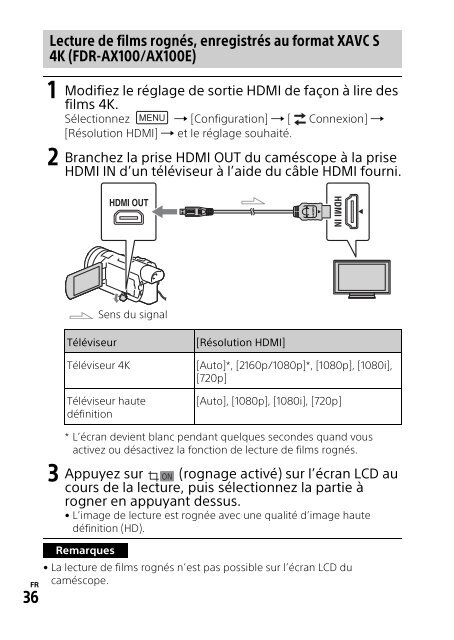 Sony HDR-CX900E - HDR-CX900E Mode d'emploi