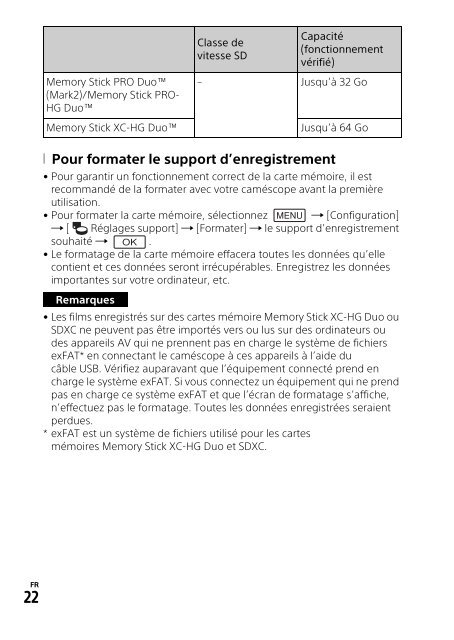 Sony HDR-CX900E - HDR-CX900E Mode d'emploi Fran&ccedil;ais