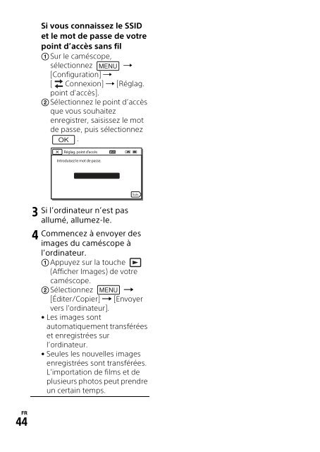 Sony HDR-CX900E - HDR-CX900E Mode d'emploi Fran&ccedil;ais