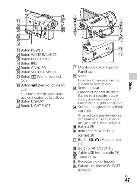 Sony HDR-CX900E - HDR-CX900E Mode d'emploi Espagnol