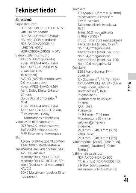 Sony HDR-CX900E - HDR-CX900E Mode d'emploi Danois