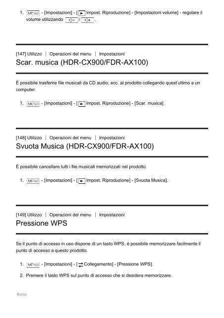 Sony HDR-CX900E - HDR-CX900E Manuel d'aide (version imprimable) Italien