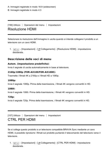 Sony HDR-CX900E - HDR-CX900E Manuel d'aide (version imprimable) Italien