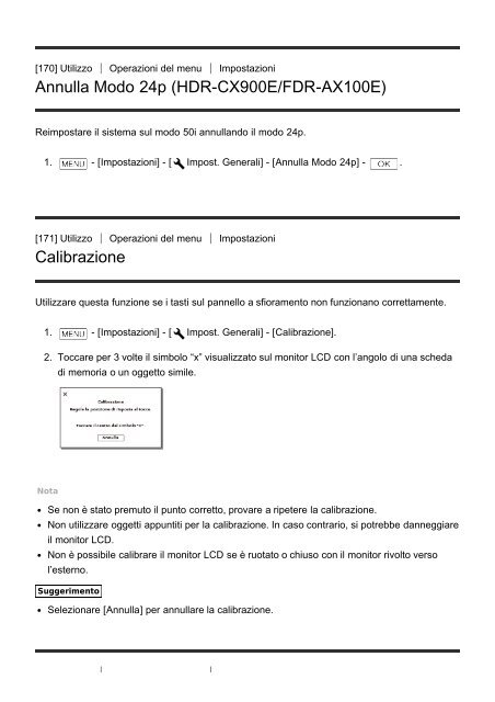 Sony HDR-CX900E - HDR-CX900E Manuel d'aide (version imprimable) Italien