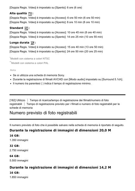 Sony HDR-CX900E - HDR-CX900E Manuel d'aide (version imprimable) Italien