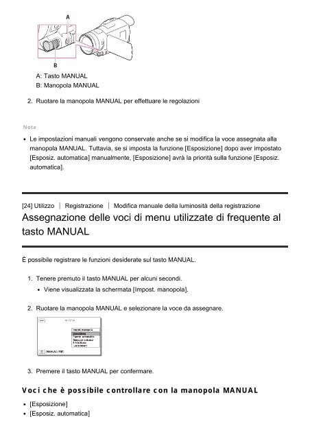 Sony HDR-CX900E - HDR-CX900E Manuel d'aide (version imprimable) Italien