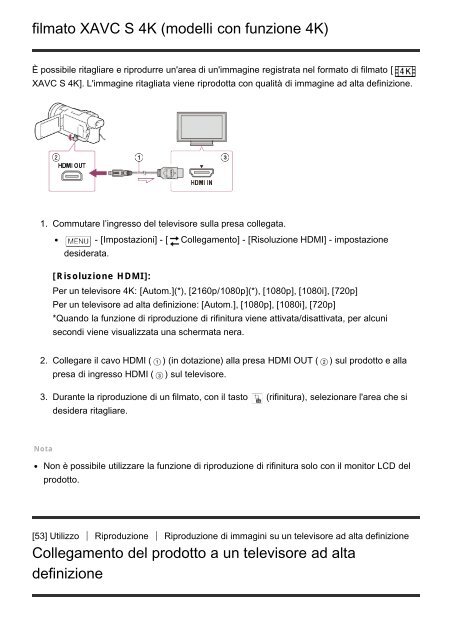 Sony HDR-CX900E - HDR-CX900E Manuel d'aide (version imprimable) Italien