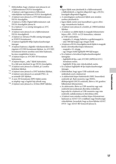 Sony UHP-H1 - UHP-H1 Consignes d&rsquo;utilisation Hongrois