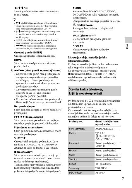 Sony UHP-H1 - UHP-H1 Consignes d&rsquo;utilisation Slov&eacute;nien