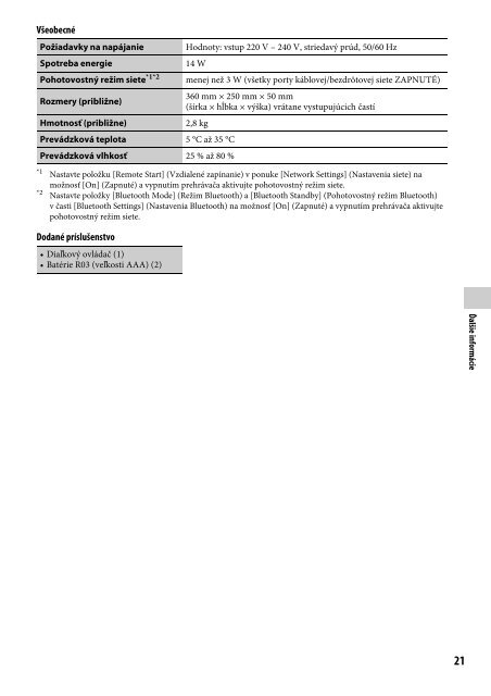 Sony UHP-H1 - UHP-H1 Consignes d&rsquo;utilisation Slovaque