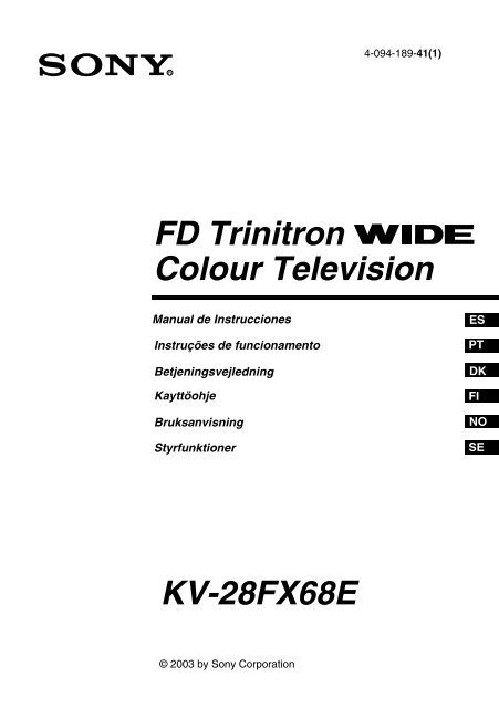 Sony KV-28FX68E - KV-28FX68E Consignes d&rsquo;utilisation Danois