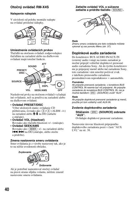 Sony MEX-R1 - MEX-R1 Consignes d&rsquo;utilisation Slovaque