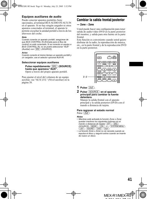 Sony MEX-R1 - MEX-R1 Mode d'emploi Espagnol