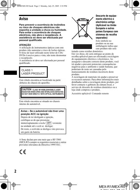 Sony MEX-R1 - MEX-R1 Mode d'emploi Espagnol