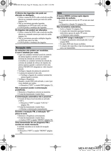 Sony MEX-R1 - MEX-R1 Mode d'emploi Portugais