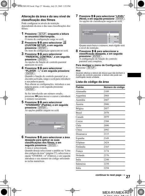 Sony MEX-R1 - MEX-R1 Mode d'emploi Portugais