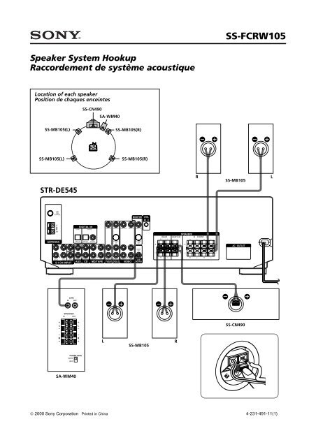 Sony SS-FCRW105 - SS-FCRW105 Guide d'installation Fran&ccedil;ais