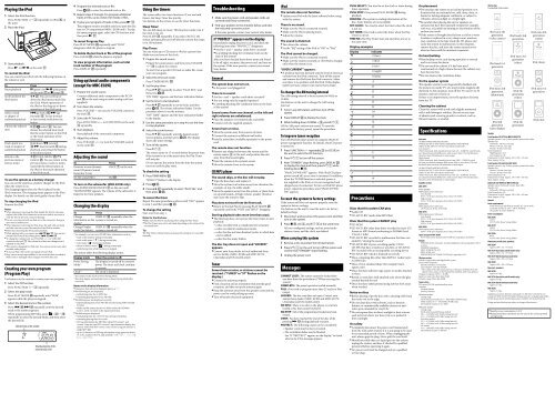 Sony MHC-EC69i - MHC-EC69I Consignes d&rsquo;utilisation Anglais