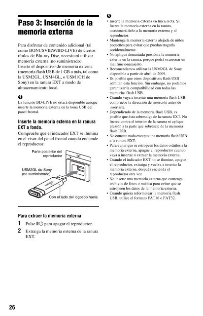 Sony BDP-S560 - BDP-S560 Consignes d&rsquo;utilisation Espagnol