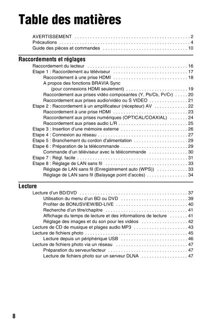 Sony BDP-S560 - BDP-S560 Consignes d&rsquo;utilisation Fran&ccedil;ais