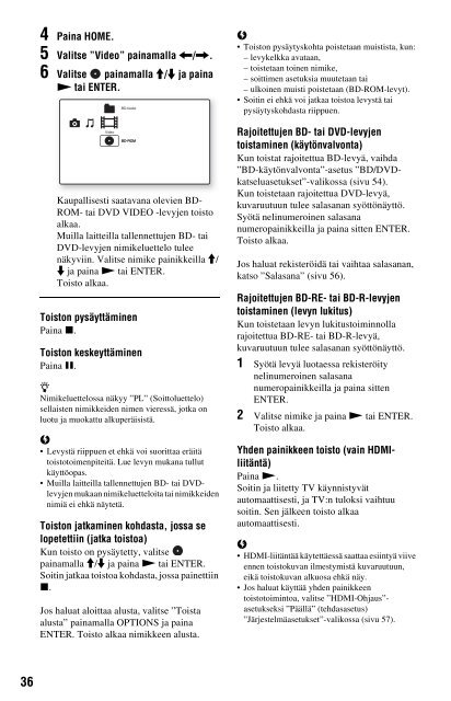 Sony BDP-S560 - BDP-S560 Consignes d&rsquo;utilisation Finlandais
