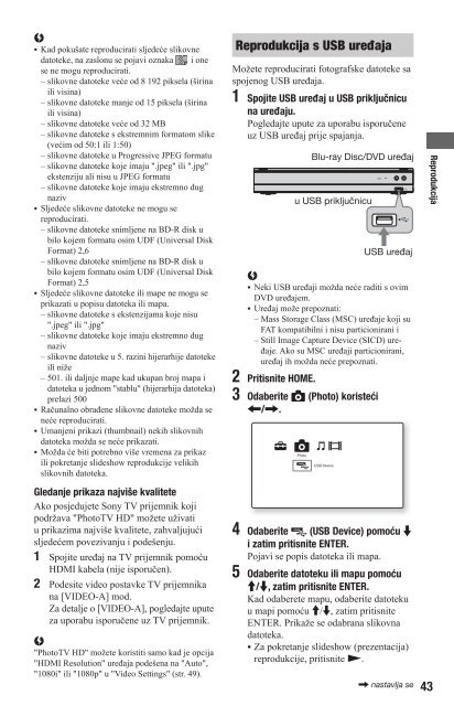 Sony BDP-S560 - BDP-S560 Mode d'emploi Croate