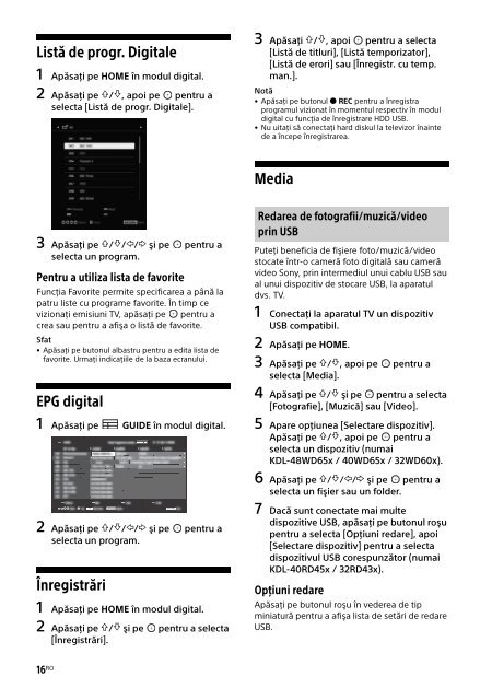 Sony KDL-48WD650 - KDL-48WD650 Mode d'emploi Roumain