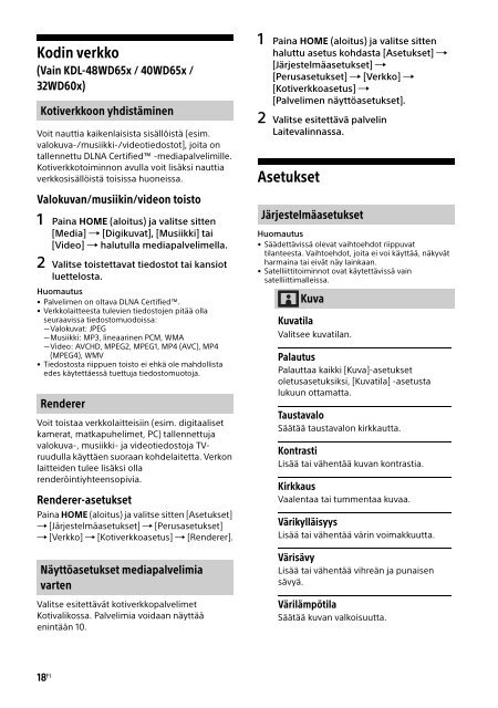 Sony KDL-48WD650 - KDL-48WD650 Mode d'emploi Su&eacute;dois