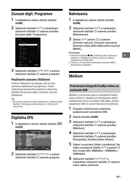 Sony KDL-48WD650 - KDL-48WD650 Mode d'emploi Slovaque
