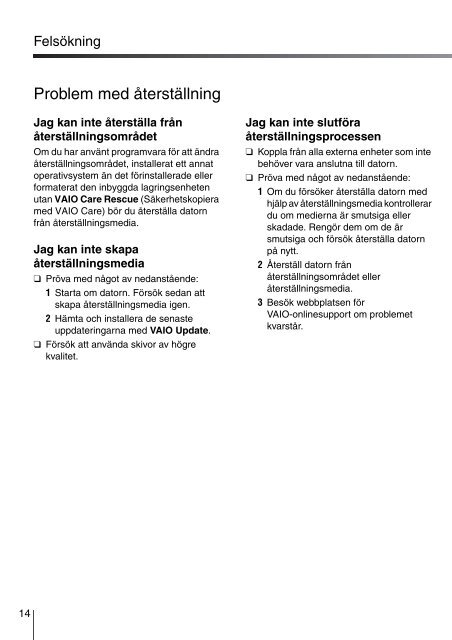 Sony VPCF13S1R - VPCF13S1R Guide de d&eacute;pannage Finlandais